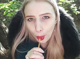 Blowjob To My Stepbrother In Public Outdoors. He Cum In My Mouth An...