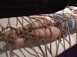 asiatisk, japansk, bdsm, føtter, strømper-stockings, fetisj, bondage, brunette