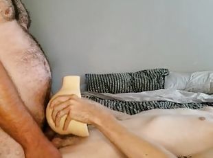 Bushmanjim and Buddy Keegan fuck and DP fuck their new Sohimi male sex doll, then both cum on toy