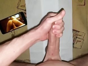 Hot guy jerks off while watching hentai cums a lot and moans with p...