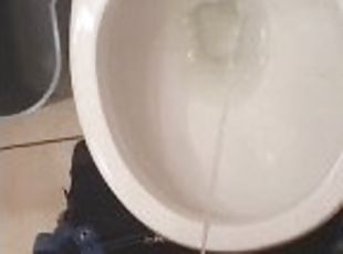 Pissing in my upstairs bathroom toilet on snapchat had to pee badly) ]