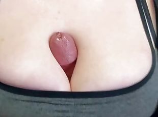 POV Clothed Titty Fuck in Sports Bra And Cum on Wife's Big Soft Tit...