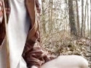 Teen PUBLIC Jerking Cumming and Pissing in Woods - Almost Got Caught