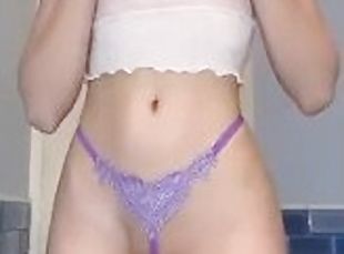 Petite girl get naked and show her tiny tits