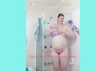 mandi, amateur, perempuan-besar-and-gemuk, gempal, rambut-merah, mandi-shower, solo