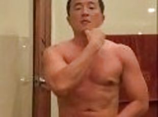 asiatique, masturbation, public, ejaculation-sur-le-corps, gay, secousses, solo, musclé, réalité