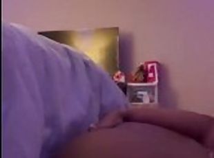 Fat ebony fuck dildo on the side of the bed