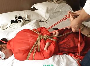 asiatisk, japansk, bdsm, fötter, fetisch, bondage, vit, brunett, maskiner-mask