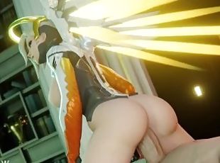 Mercy Reverse Cowgirl jumps on Big Dick. GCRaw. Overwatch