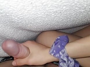 POV morning handjob under the blanket from a teenager, beautiful li...