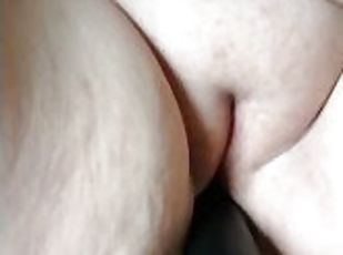 Working my bbw pussy with a huge fist dildo