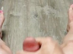 Masturbating with my pretty pink toe nails (CUMSHOT)