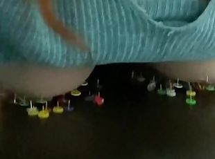 Laying with my tits on thumbtacks while masturbating - relaxing aft...