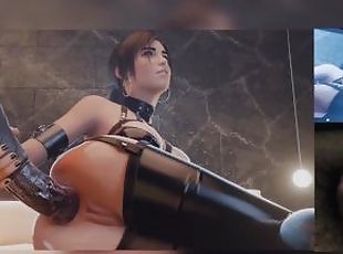 Lara Croft using Huge Anal Dildo Cartoon