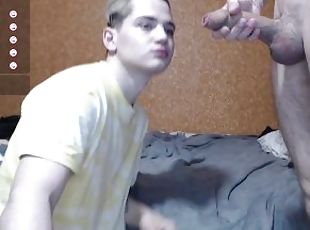 Young Russian guy gets fucked hard in the mouth by a big cock