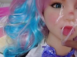 Titsfuck and facial cum on my cute doll