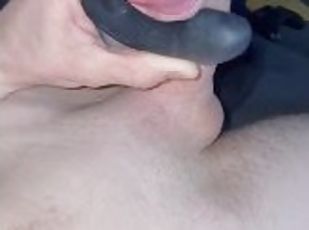 Huge cum shot made with my edge stick on my big dick and my toy dea...