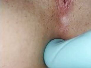 CLOSE UP Homenade Fingering pink pussy and rubbing asshole ending w...