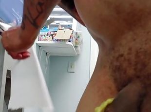 Jacking off with mustard from work's fridge (real)