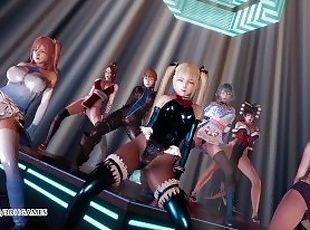 [MMD] PSY - GENTLEMAN DOA Striptease Marie Rose Honoka Misaki Mai S...