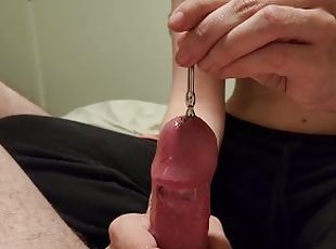 She puts a plug in my ass and a sound in my dick and gives hand job...