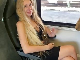 PUBLIC RISKY SEX SHOWING PUSSY IN THE TRAIN AND FINALLY CREAMPIE IN...