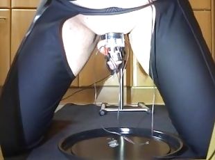 Cum milking - with electro chastity cage and fuck machine