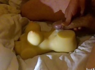 masturbation, amateur, ejaculation-sur-le-corps, énorme-bite, jouet, ejaculation, solo, bite, poupée