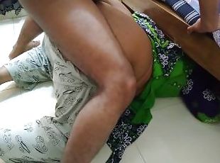 Indian Desi Huge ass Aunty gets stuck under bed while cleaning room...