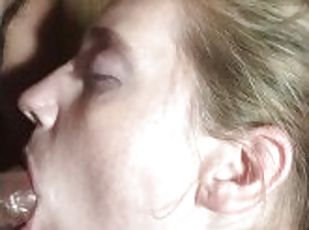 Deepthroating while getting face fucked and swallowing my husbands ...