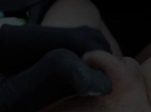 Black ankle socks footjob & toejob in the car with cum filling insi...