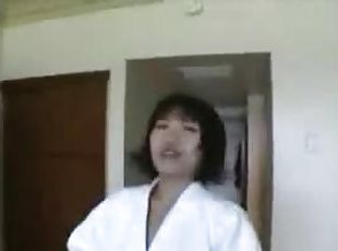 Chinese slutty girl is changing in a hotel room