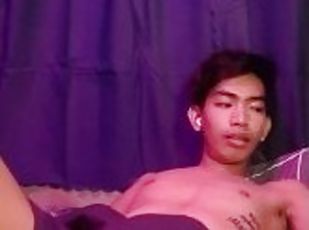 Horny Inked Slim and Sexy with Big Cock Filipino Boy Jerking Off on...