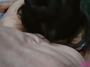 The little TikTok actress wakes up her big penis orally and then ri...