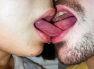 Really Sloppy French Tongue Kissing with my cute Girlfriend  Close up 4K