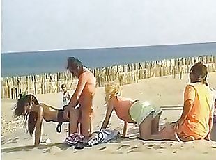 Babes Get Fucked and Facialized in Voyeur Orgy At the Beach - Retro...
