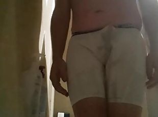 Desperate Wetting! Held it for over 6 hrs! Huge cumshot after soaki...