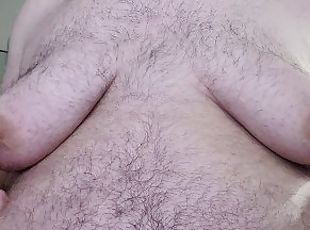 Hairy FTM fondles tits