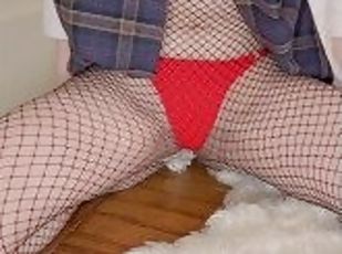 Japanese SchoolGirl Fishnet Tights Fetish Play Custom For Daddy aft...