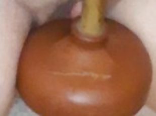 Fat FTM Trans Guy Ass Fucking, Sucking, Humping Toilet Plunger - An...