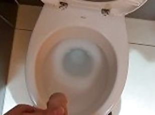 Horny man piss in the public toilet of shopping mall and play with ...