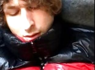 Twink has a big load of cum on my down jacket and I reward him cumm...