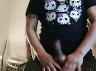 masturbation, amateur, ejaculation-sur-le-corps, gay, black, secousses, ejaculation, mignonne, solo, tatouage