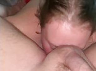 Submissive tattooed teen lets Daddy use her mouth.  Long rimjob and...