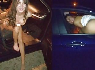 masturbación, al-aire-libre, coño-pussy, esposa, amateur, madurita-caliente, casero, pareja, coche, zorra-slut