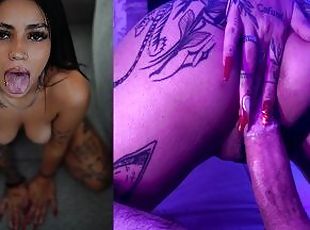 Argentinian tattooed teen rides hard and she cum on a big dick