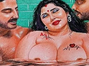 Erotic Art Or Drawing Of  Sexy Indian Married Woman Having A Steamy...