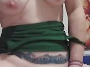 Green Hair Wifey Rides Big Dildo with Tight Pierced Pussy & Vibrato...