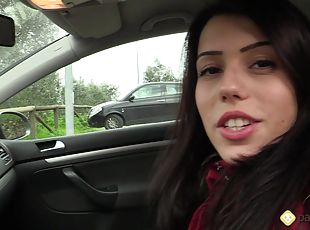 Hottie with a foot fetish drives her car bare footed