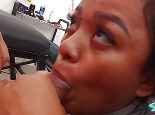 My Stepsister Visits Me At Work And Eats My Cock